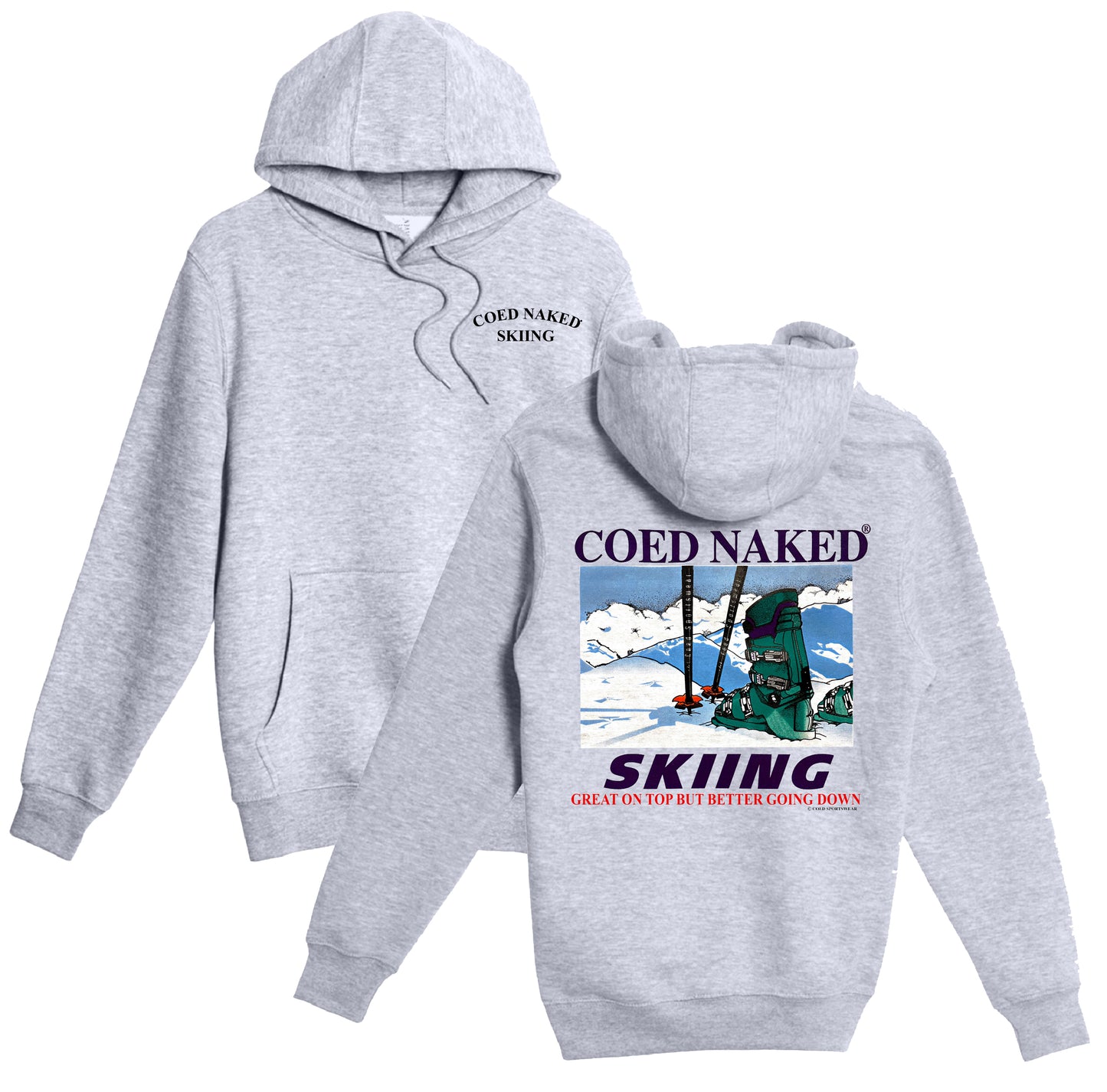 Coed Naked Vintage Skiing Hoodie